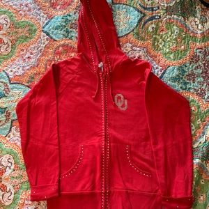 OU rhinestone zip hoodie